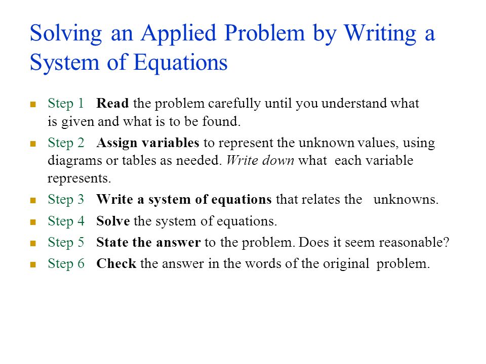 How do you write a system of linear equations in two variables explain in words